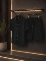 ⁦سوت البحر الشورت قميص وشورت كتان⁩ - الصورة ⁦3⁩