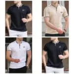 ⁦تيشيرت اسكوبا رجالي سادة نص ياقة بسوستة⁩ - الصورة ⁦3⁩
