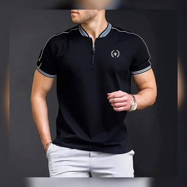 تيشيرت اسكوبا رجالي سادة نص ياقة بسوستة