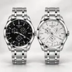 ⁦ساعة Tissot رجالي كرونوغراف بسير معدن – أسود / أبيض⁩ - الصورة ⁦3⁩